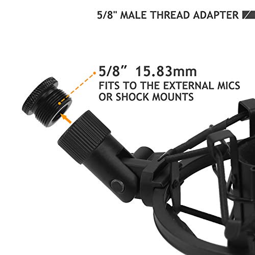 2 Pack Screw Thread Adapter, 5/8" Male to 3/8" Female Mic Screw for Blue Yeti/Blue Snowball/Yeti X Microphone Stand Mount (Black) - size: 5/8 2pc