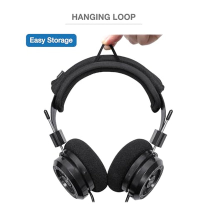 Headband Cushion Cover Compatible with Grado SR60x, SR80x, SR60e, SR80e, SR60i, SR80i, SR60, SR80 Headphones, 6mm Thick Soft Cushion, No Wobble Zipper Slider, with Hanging Loop