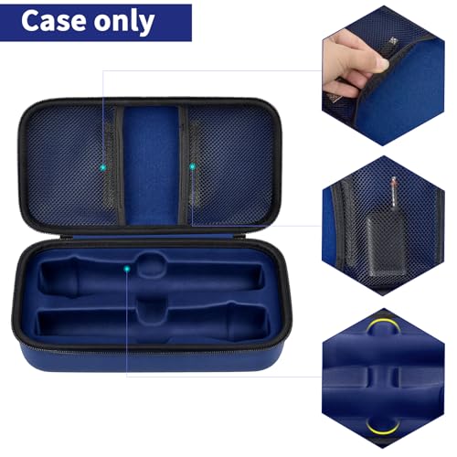 Wireless Microphone Case Compatible with JBL Wireless Two Microphone System, Handheld Dual Mic Travel Bag for Singing or Karaoke for Receivers, Adapters, AA Batteries - color: Deep Blue