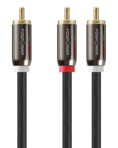 FosPower RCA Y-Adapter (3 Feet), 1 RCA Male to 2 RCA Male Short Y Splitter Digital Stereo Audio Cable for Subwoofer, Home Theater, Hi-Fi - Dual Shielded | 24K Gold Plated | Digital stereo audio RCA Y-splitter cable featuring dual shielding & 24K gold conn