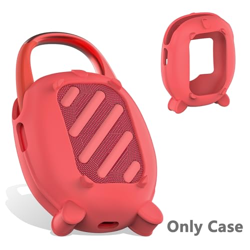 JCHPINE Silicone Cover Case for JBL Clip 5 Portable Bluetooth Speaker - color: Red