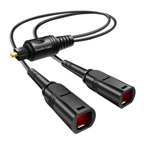 avedio links Optical Audio Cable Splitter 1 in 2 Out, Toslink Digital Fiber Audio Splitter 1 Male Input 2 Female Output Support LPCM2.0 Doldy DTS Digital & DTS 5.1CH for Xbox,PS4,TV Box,Sound Bar,etc - size: 1 Male 2 Female