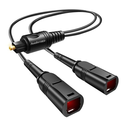 avedio links Optical Audio Cable Splitter 1 in 2 Out, Toslink Digital Fiber Audio Splitter 1 Male Input 2 Female Output Support LPCM2.0 Doldy DTS Digital & DTS 5.1CH for Xbox,PS4,TV Box,Sound Bar,etc - size: 1 Male 2 Female
