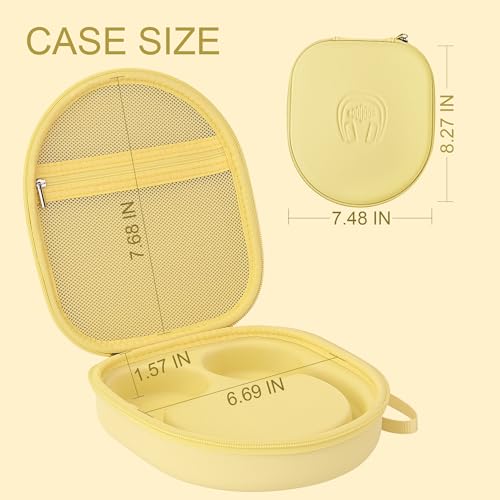 Hard Headphone Case for Sony WH-CH520 / JBL Tune Live 670NC, Yellow | Protective Carring Storage Case for Over-Ear Headphones, with Handle Strap & Mesh Pocket - color: YELLOW