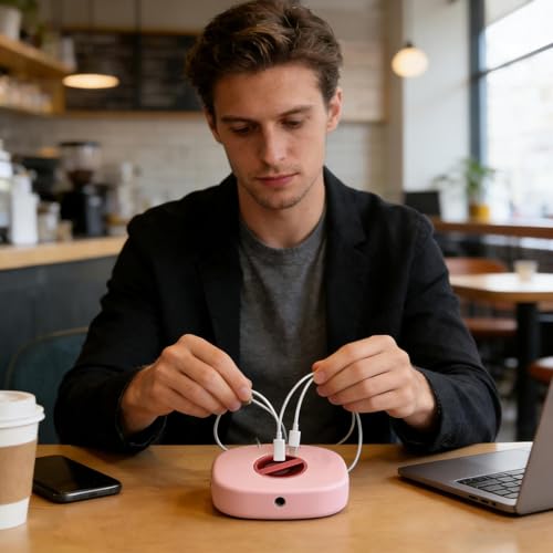 Charging Cable Winder Portable Retractable - color: Pink