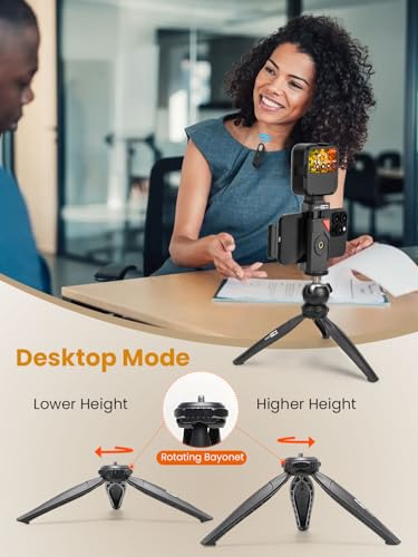 Vlogging Kit w/Light Wireless Mic,59" Full-Size Tripod Vlog K5 | Content Creator Essentials for iPhone & Android,w/ 1TX+1RX Lavalier Mic,Automatic Switch Phone Clamp,Camera Mount Tripod - size: VLOGK5(Wireless Mic)