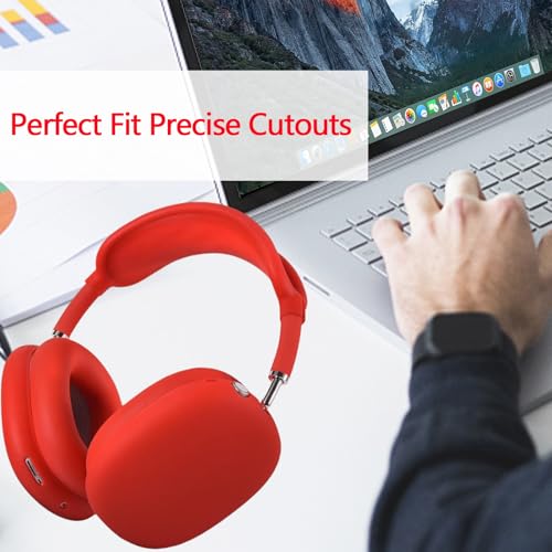 3-in-1 Silicone Case Cover for AirPods Max 2/AirPods Max Headphones, Apple AirPod Max Accessory Protective Cover, Headband/Ear Cups/Ear Pad Covers, Anti-Scratch and Sweatproof (All red) - color: All red
