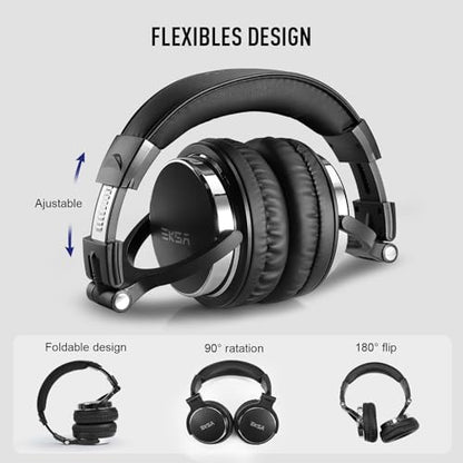 EKSA Wired Headphones, Over Ear Headphones for Studio Monitor/Mixing DJ | Hi-Res Stereo Sound, 1/4 to 3.5mm Jack, 50mm Drivers, for PC Keyboard Piano Podcast Guitar AMP Computer Recording Mixing