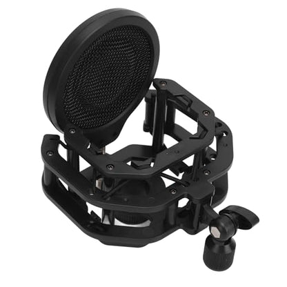 Adjustable Microphone Shock Mount Filter, Professional Mic Holder Clip for U87 Dia 24mm, Dual - Layer Windscreen with Vibration Isolation for Studio and Broadcast