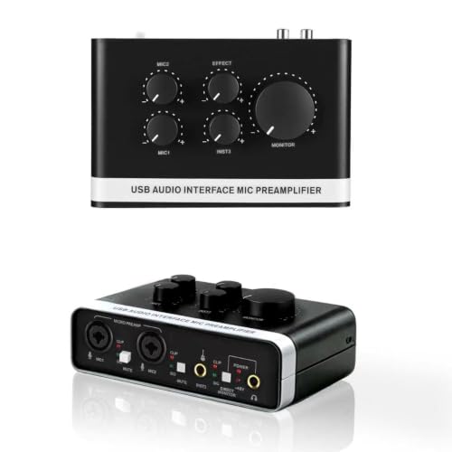 USB Audio Interface, 48V Phantom Power & XLR/TRS Combo Input, Computer Recording with Direct Monitor & Echo Knob, 16bit/48kHz, Plug & Play USB C for PC/Mac/iOS, for Guitar, Vocal, Karaoke – RXSKERTL