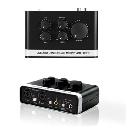 USB Audio Interface, 48V Phantom Power & XLR/TRS Combo Input, Computer Recording with Direct Monitor & Echo Knob, 16bit/48kHz, Plug & Play USB C for PC/Mac/iOS, for Guitar, Vocal, Karaoke – RXSKERTL