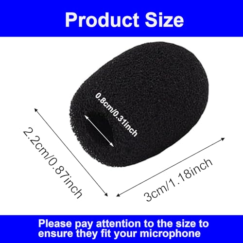 12 Pack Microphone Covers Foam, Noise Reduction Mic Cover, for Lapel and Headset Microphones Windscreen