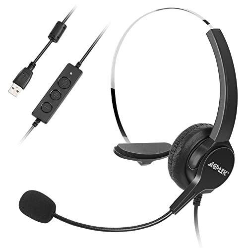 AGPTEK® Call Center Noise Cancelling USB Corded Mono Headset | Hands-Free Headset for PC Call Center, with Noise-Cancelling Mic, with Microphone, USB Plug & Volume Control