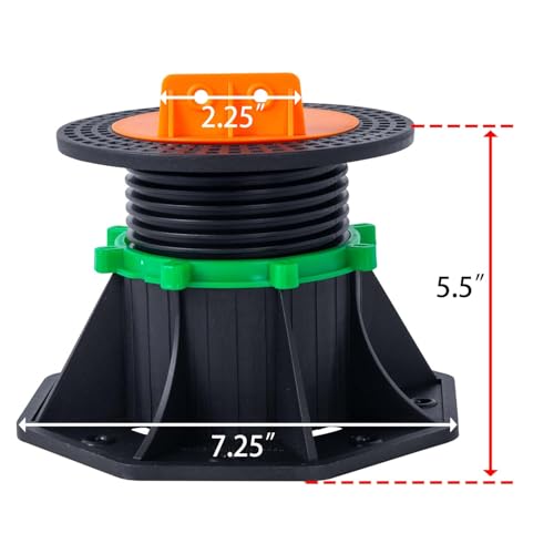 8 PCS Adjustable Plastic Pedestal Paver 3.5" to 5.5",Floor Slate Support Floor Lift,Deck Support Floor Raising (Enhanced Unilateral keel Slot) - size: Enhanced Unilateral keel slot