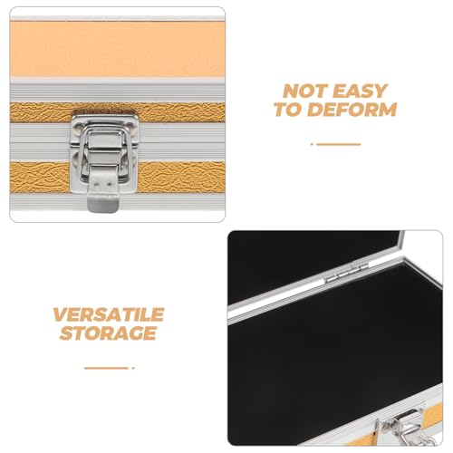 Lockable Equipment Storage Case: 7'' Aluminum Hard Shell Briefcase with Pre-Diced Protective Foam - Carrying Case for Wireless Mic Setups Camera Gear - color: Golden