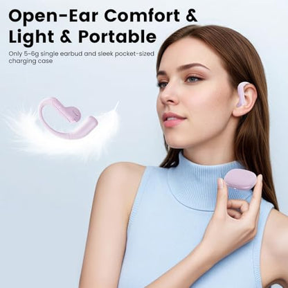 Open Ear Headphones Sport Ear-Buds,Wireless Earbuds Bluetooth Ear Buds in Ear Headphones with Earhooks, Stereo Deep Bass,Lightweight inear Earphones with Mic for iPhone Android Phone - color: Purple