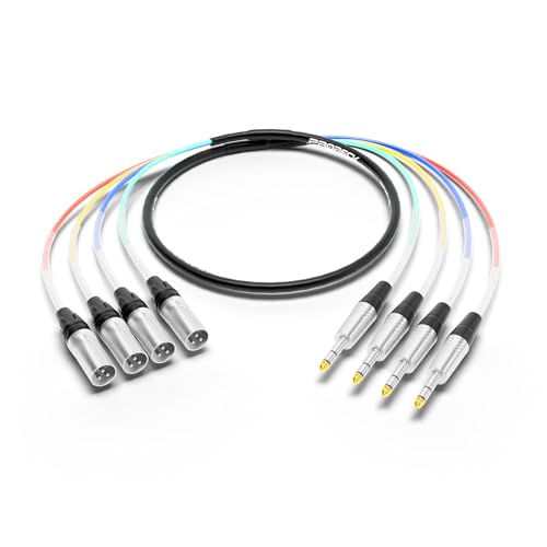 PRORECK 1.8m(6피트) 스네이크 케이블, 4채널 차폐 오디오 케이블 0.6cm(1/4인치) TRS to XLR 수, 전문 무대, 스튜디오 및 라이브를 위한 컬러 마크 커넥터 포함(PR-TRS/XLR-4 x 6M) - style: 4채널 1.8m(6피트)