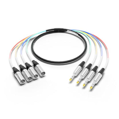 PRORECK 1.8m(6피트) 스네이크 케이블, 4채널 차폐 오디오 케이블 0.6cm(1/4인치) TRS to XLR 수, 전문 무대, 스튜디오 및 라이브를 위한 컬러 마크 커넥터 포함(PR-TRS/XLR-4 x 6M) - style: 4채널 1.8m(6피트)