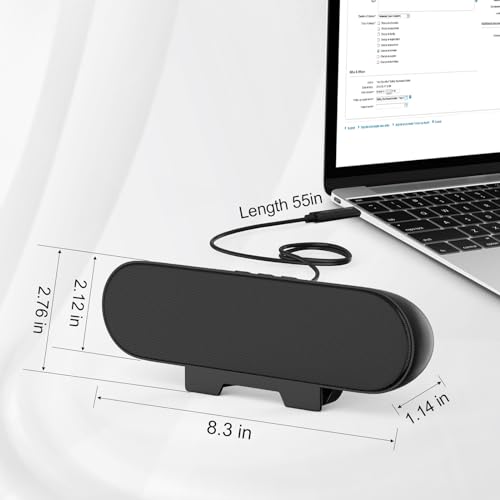 LXTNFU Computer Speakers for Desktop Monitor,Single Speakers for Desktop PC,Laptop Speaker with Loud Sound,Volume Control Easily Clamps to Monitors(USB-C to USB Adapter Included) (Black) | Loud Stereo Sound,Rich Bass, Easy Clip-On for Monitor, 3-Button Vo