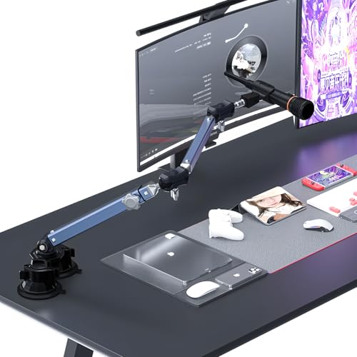 Microphone Boom Arm 360° Rotatable Foldable Adjustable Desk Mic Stand Desk Mount Sturdy Aluminum Alloy for Podcast Video Gaming Meeting Studio - size: Suction Cup