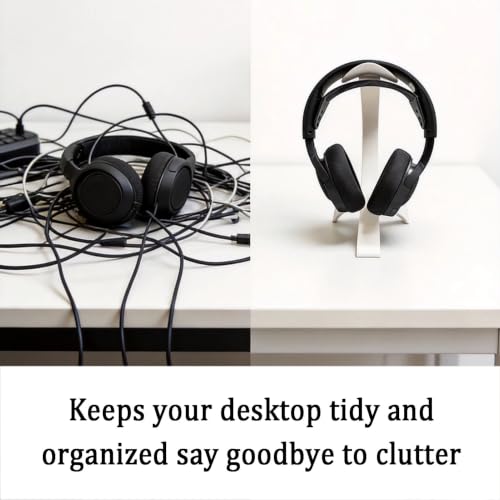 Over-ear Headphone Stand/Desktop Headset Holder–8kg Load Capacity,Suitable for Gaming Rooms,Offices,and Various Desk Setups (Black,White)(White) - color: White