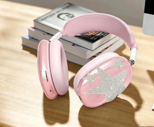 [4 in 1] Case Cover for AirPods Max 2/1 (2026/2024/2020) Ear Pad Case/Headband Cover/Ear Cups with Bling Star for Apple AirPods Max Headphones (Pink Stars Sets(4 in 1)) - color: Pink Stars Sets(4 in 1)