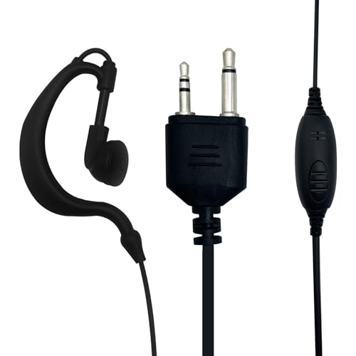 Walkie Talkie Earpiece with Mic 2 Pin G Shape Clip-Ear Radio Earpiece Headset with Mic Compatible with Midland GXT1000VP4 LXT500VP3 GXT1050VP4 GXT1000XB, Pack of 2
