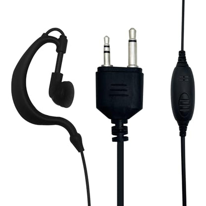 Walkie Talkie Earpiece with Mic 2 Pin G Shape Clip-Ear Radio Earpiece Headset with Mic Compatible with Midland GXT1000VP4 LXT500VP3 GXT1050VP4 GXT1000XB, Pack of 2