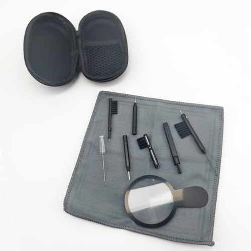 10 PCS Hearing Aid Cleaning Kits Hearing Amplifier Brush Tools Earbuds Headphones Cleaner Brush Kits with Case Set B - color: Black