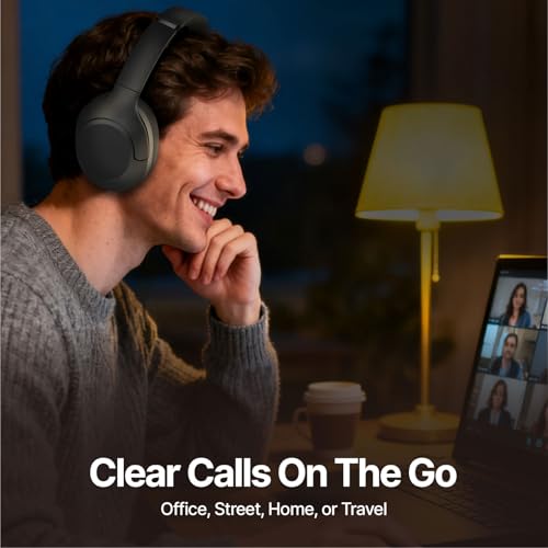 VOKALEN Hyper Pro 2 Bluetooth Headphones Over Ear, Hi-Res Audio, Adaptive Noise Cancelling, 60H Playtime, DEEP360 Spatial Sound, Comfort Mesh Ear Cushions, Deep Bass, Custom EQ (Pro 2, Black) - color: Black, style: Pro 2