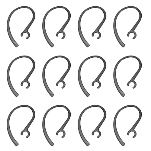 12 Pcs Replacement Ear Hooks 7mm/0.28", Black Soft PC | Universal Small Ear Loop Clips Anti-Slip Earbuds Replacement for Single-Ear Bluetooth Headset - size: 7mm/0.28"