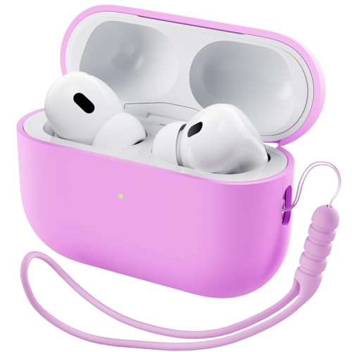 ORNARTO for AirPods Pro 2 Case, Hybrid Silicone, Cherry Blossom | Hybrid Silicone Rubber, Front LED Visible, Wireless Charging, Skin-Friendly Soft Touch, Anti-Scratch, Detachable Lanyard - color: Cherry Blossom