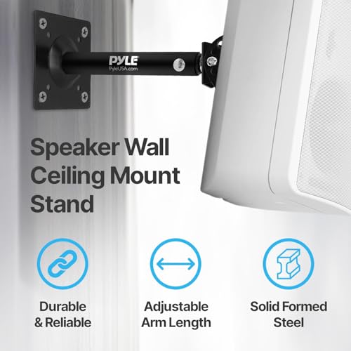 Pyle Universal Speaker Mounting Bracket - Ceiling & Wall Speaker Mount with Adjustable Swivel Tilt, 13.4" Retractable Telescopic Arm, 75 lbs Max Load - Ideal for Home Surround Sound Systems (Pair) - style: Steel Pin (Tilt & Swivel)