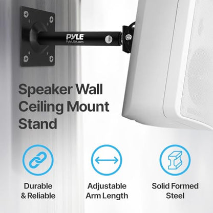 Pyle Universal Speaker Mounting Bracket - Ceiling & Wall Speaker Mount with Adjustable Swivel Tilt, 13.4" Retractable Telescopic Arm, 75 lbs Max Load - Ideal for Home Surround Sound Systems (Pair) - style: Steel Pin (Tilt & Swivel)