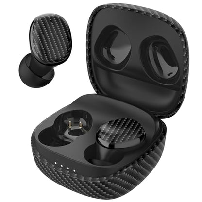 Groovz Go Essential True Wireless Earbuds with Charging Case - Up to 26 Hrs Battery Life - Designed & Engineered in the USA - Sweat-Resistant Bluetooth Earbuds with Built-in Microphone - color: Carbon Fiber