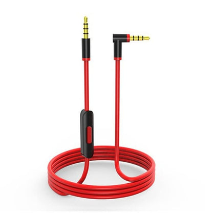3.5mm Replacement Audio Cable for Beats Headphones - Compatible with Solo Pro/Studio/Executive/Mixr, Detox & Pill - in-Line Mic & Volume Control (Black/Red)