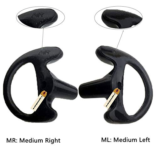 Lsgoodcare Replacement Earmold Earbud (Left and Right Ear) for Two Way Radio Acoustic Coil Tube Earpiece - Open Ear Insert Earmould Earbuds Black, Medium, Soft Silicone Material, 10 Pairs - size: Medium Size-10Pack
