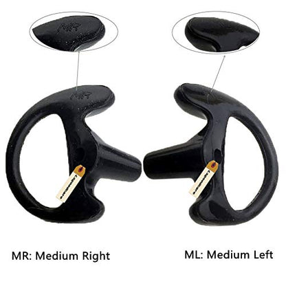 Lsgoodcare Replacement Earmold Earbud (Left and Right Ear) for Two Way Radio Acoustic Coil Tube Earpiece - Open Ear Insert Earmould Earbuds Black, Medium, Soft Silicone Material, 10 Pairs - size: Medium Size-10Pack
