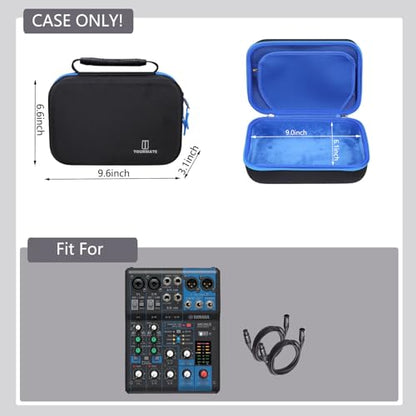 Tourmate Hard Storage Case Compatible for YAMAHA MG06X/MG06 6-Input/AG03/AG03 MK 2/AG06MK 2 Stereo Mixer, Protective Hard Shell Carrying Bag(CASE ONLY) (Black & Blue) - color: Black & Blue
