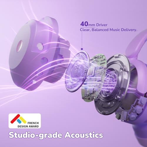 iClever BTH20 Active Noise Cancelling Headphones for Kids Toddler Travel | SafeSound Tech3.1, 60H Play Time, USB C AUX Cable, Award-Winning Kids Bluetooth Wireless Headphones for Boys/Girls/Autism - color: Purple