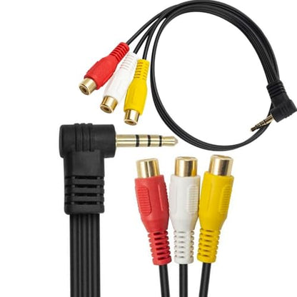 Right Angle 3.5mm Stereo Male Plug to 3 RCA Female (Red-Yellow-White) Connector Adapter Cable for AV,Audio, Video, LCD TV,HDTV, 0.5m