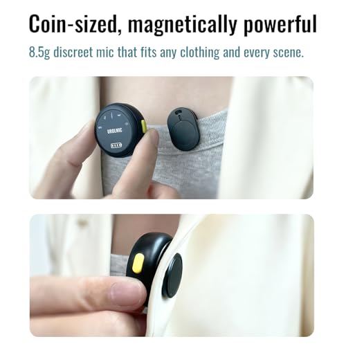 Wireless Lavalier Microphone for iPhone and Android | Leather charging case with integrated charging, 40H battery life, 55M transmission and noise reduction for vlog and streaming