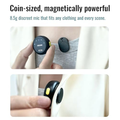 Wireless Lavalier Microphone for iPhone and Android | Leather charging case with integrated charging, 40H battery life, 55M transmission and noise reduction for vlog and streaming