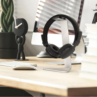 Kanto H1 Universal Headphone Stand - Silver - Solid Steel Construction - Curved Silicone Resting Surface - color: Silver, style: H1 Universal