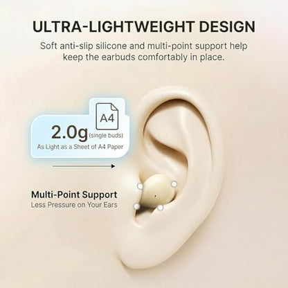 Invisible Sleep Earbuds, Mini Wireless Bluetooth Earbuds for Side Sleepers, Ultra-Light Ergonomic Design, Smart Touch Control, Auto Pairing, IPX5 Waterproof, Deep Bass Stereo Headphones（Skin） - color: Skin