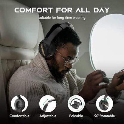 Black Shark JoyBuds Max Active Noise Cancelling Headphones, 50H Playtime Wireless Over Ear Headphones with Microphone, Bluetooth 5.4 Gaming Headsets Comfort Fit Ear Cups, 6EQ Modes via APP (Black) - color: X7 Black