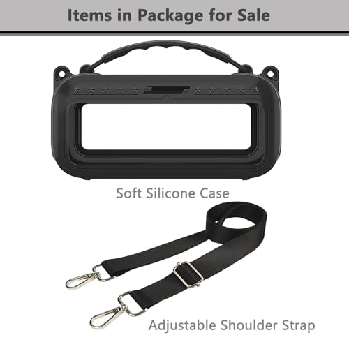 Silicone Cover Case for Bose SoundLink Plus Bluetooth Speaker | Soft Silicone Protective Case with Carrying Handle and Shoulder Strap, Shockproof and Anti-Scratch Cover (Black) - color: Black