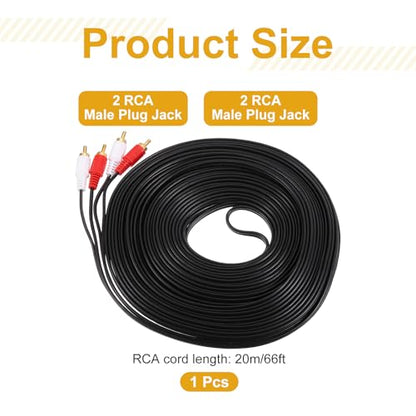 MECCANIXITY 66ft RCA Cable, 2RCA Male to 2RCA Male Audio Video Speaker Cable for Subwoofer Amplifier Home Theater DVD TV - size: 66ft, style: 2RCA Male to 2RCA Male