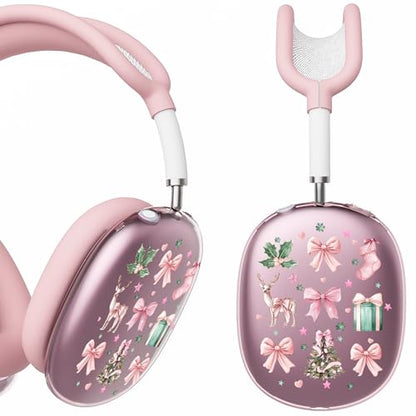 for AirPods Max Headphones Christmas Ear Covers for AirPods Max 2 | Cute Bow Clear Ear Cups Cover | Pink Silicone Ear Pad Case Headband Cover for Apple AirPods Max 2/1 (2026/2024/2020) - color: Pink Bow A/Pink