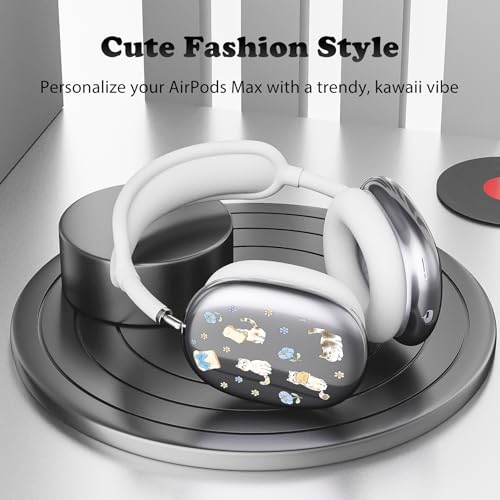 for AirPods Max Headphones Kitten Cat Ear Covers for AirPods Max 2 | Cute Clear Ear Cups Cover | White Silicone Ear Pad Case Headband Cover for Apple AirPods Max 2/1 (2026/2024/2020) - color: Cat B/White